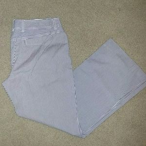 J. Crew Blue and White Striped Wide Leg Pants